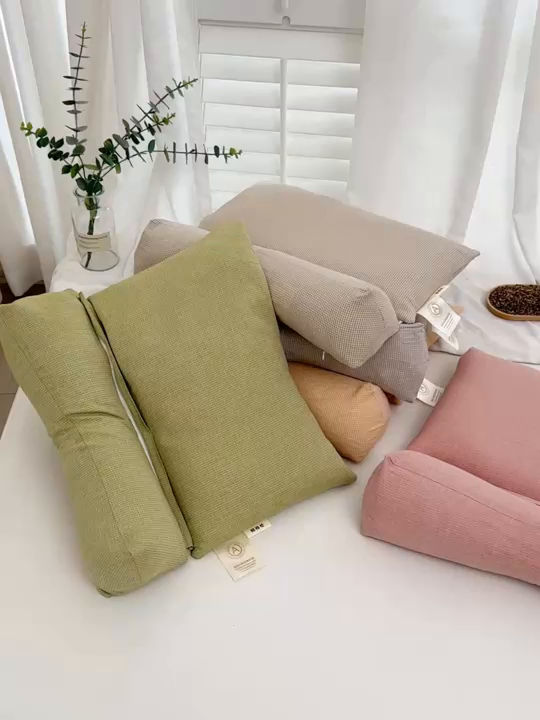 91家纺网 家纺一手货源 找家纺 织布人 2025春夏新款荞麦枕全棉纯棉牵引组合枕反弓拉伸颈椎枕头可拆卸两用枕芯单枕芯 菱形牵引组合枕-粉色【小号】 