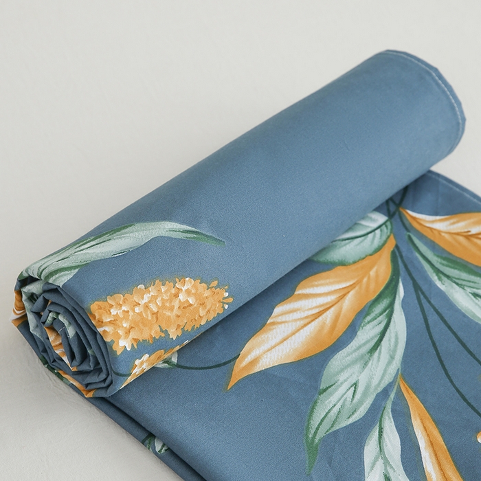 91家纺网 家纺一手货源 找家纺 优家居 2025新款纯棉13370床单单件印花100%全棉纯棉加厚大学生宿舍三件套 蓝韵叶影