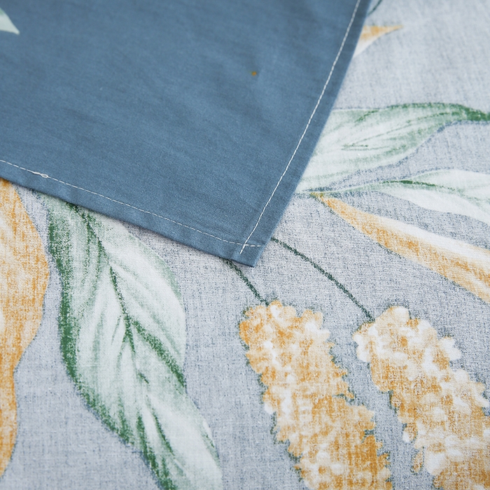 91家纺网 家纺一手货源 找家纺 优家居 2025新款纯棉13370床单单件印花100%全棉纯棉加厚大学生宿舍三件套 蓝韵叶影