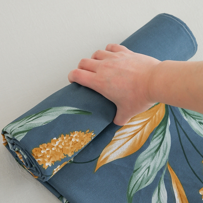 91家纺网 家纺一手货源 找家纺 优家居 2025新款纯棉13370床单单件印花100%全棉纯棉加厚大学生宿舍三件套 蓝韵叶影