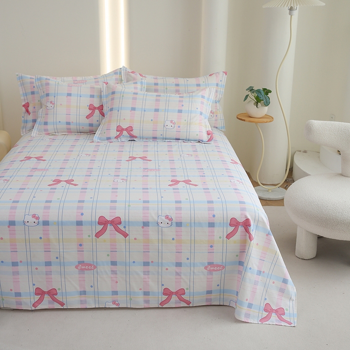 优家居 2025新款纯棉13370床单单件印花100%全棉纯棉加厚大学生宿舍三件套 奶香猫咪