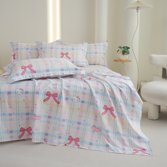 91家纺网 家纺一手货源 找家纺 优家居 2025新款纯棉13370床单单件印花100%全棉纯棉加厚大学生宿舍三件套 奶香猫咪