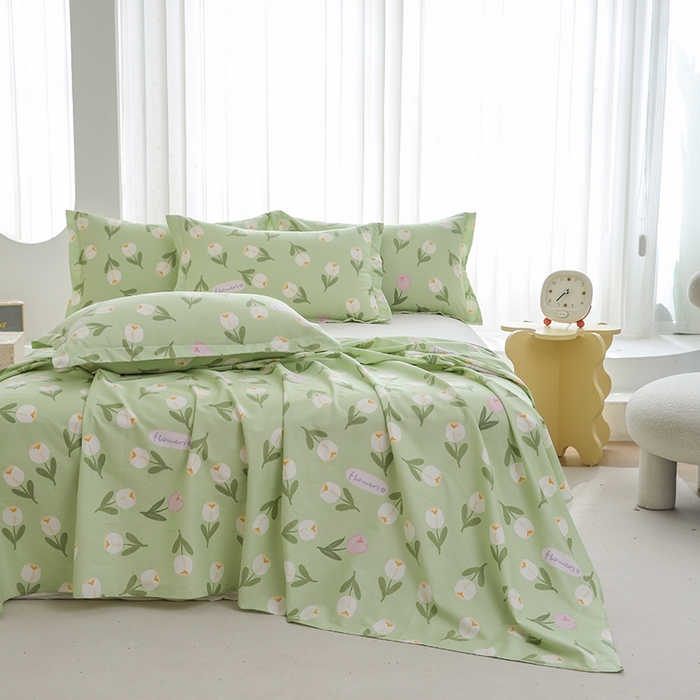 91家纺网 家纺一手货源 找家纺 优家居 2025新款纯棉13370床单单件印花100%全棉纯棉加厚大学生宿舍三件套 暖阳朵