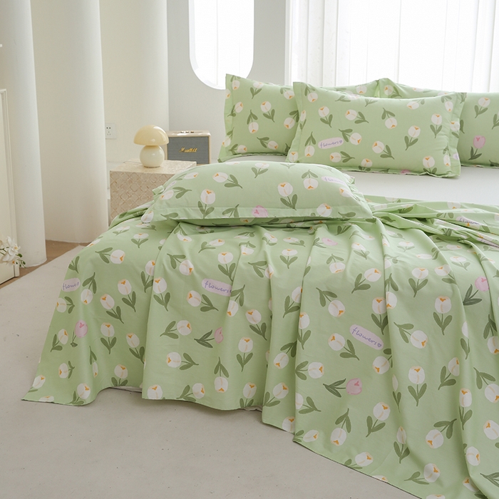 91家纺网 家纺一手货源 找家纺 优家居 2025新款纯棉13370床单单件印花100%全棉纯棉加厚大学生宿舍三件套 暖阳朵