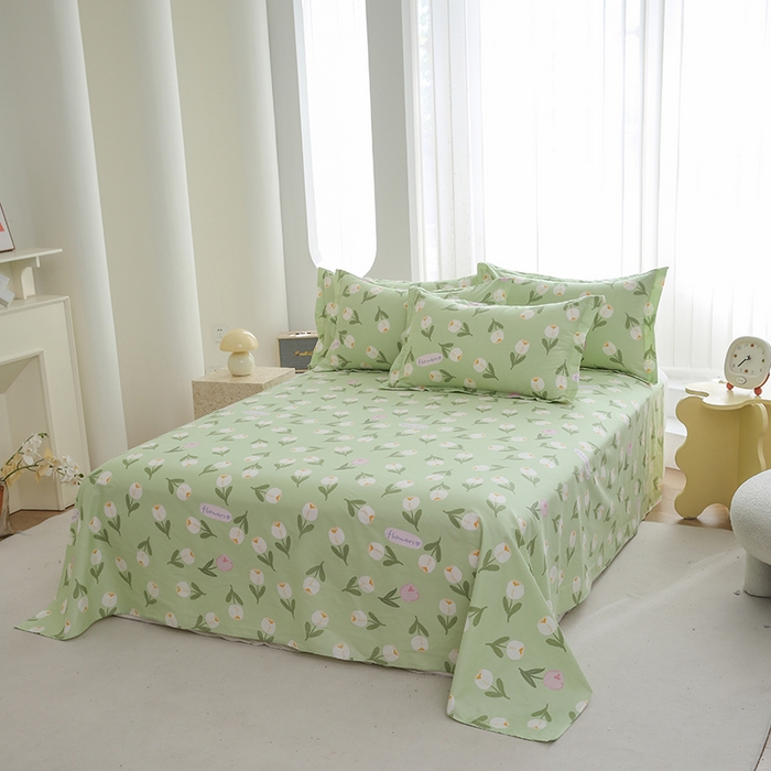 91家纺网 家纺一手货源 找家纺 优家居 2025新款纯棉13370床单单件印花100%全棉纯棉加厚大学生宿舍三件套 暖阳朵