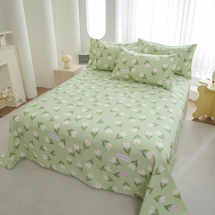 91家纺网 家纺一手货源 找家纺 优家居 2025新款纯棉13370床单单件印花100%全棉纯棉加厚大学生宿舍三件套 暖阳朵