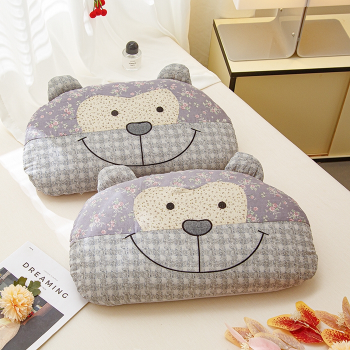 91家纺网 家纺一手货源 找家纺 （总）织布人 2025春夏新款荞麦枕直播爆款全棉纯棉双层纱调皮猴荞麦枕头学生成人硬枕芯单枕芯