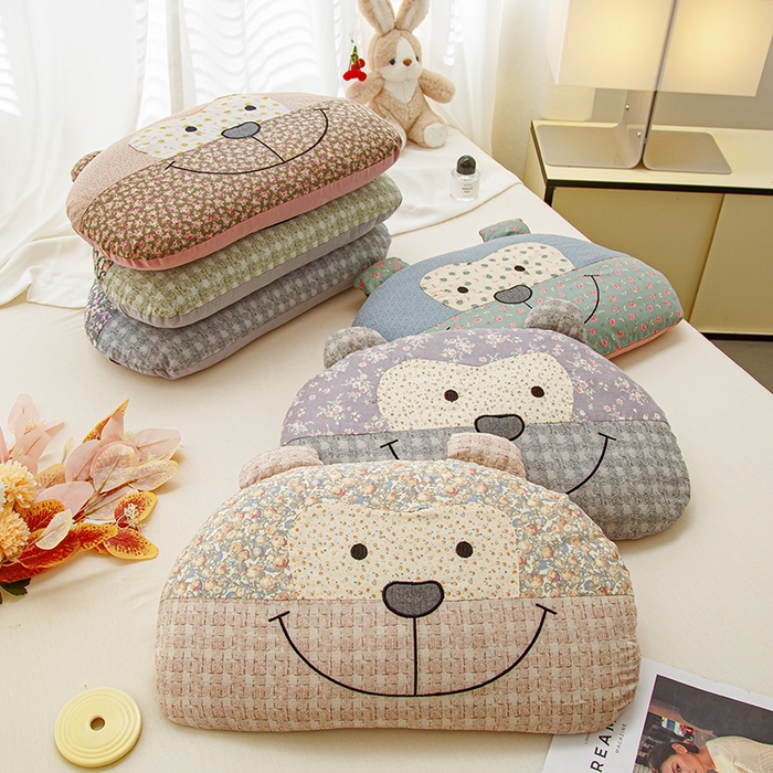 91家纺网 家纺一手货源 找家纺 织布人 2025春夏新款荞麦枕直播爆款全棉纯棉双层纱调皮猴荞麦枕头学生成人硬枕芯单枕芯 全棉双层纱调皮猴-莱特 34x55cm/只