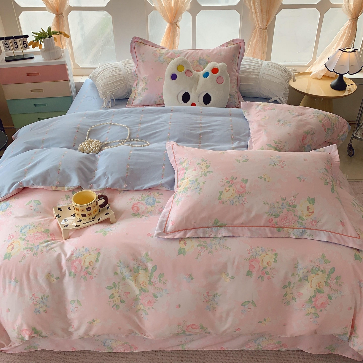 91家纺网 家纺一手货源 找家纺 （总）莱豫家纺 2025新款亲肤舒适小清新印花纯棉四件套