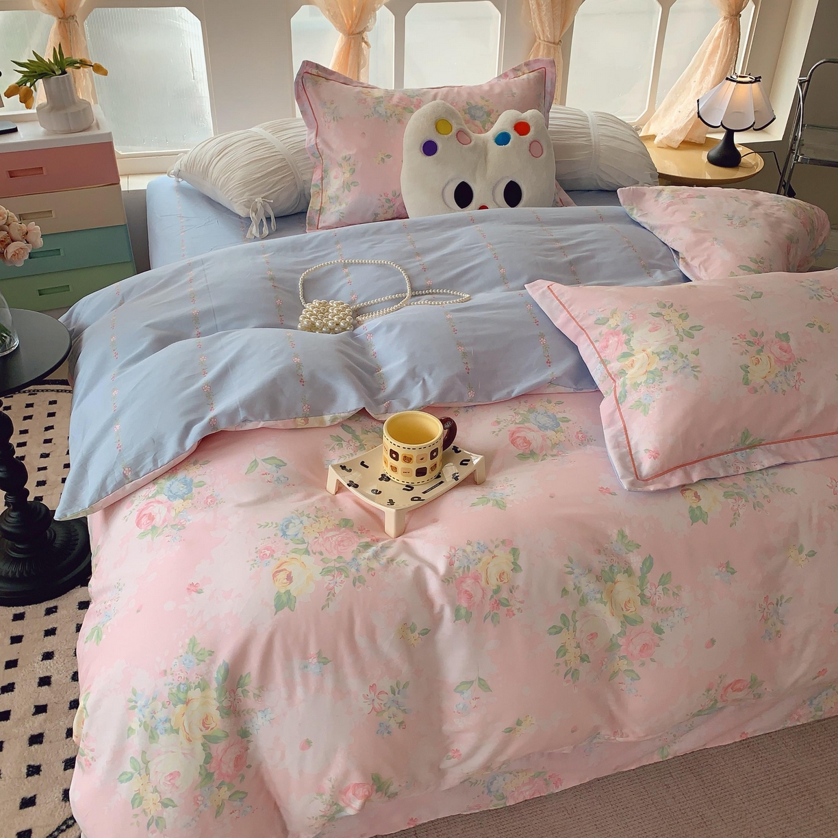 91家纺网 家纺一手货源 找家纺 （总）莱豫家纺 2025新款亲肤舒适小清新印花纯棉四件套