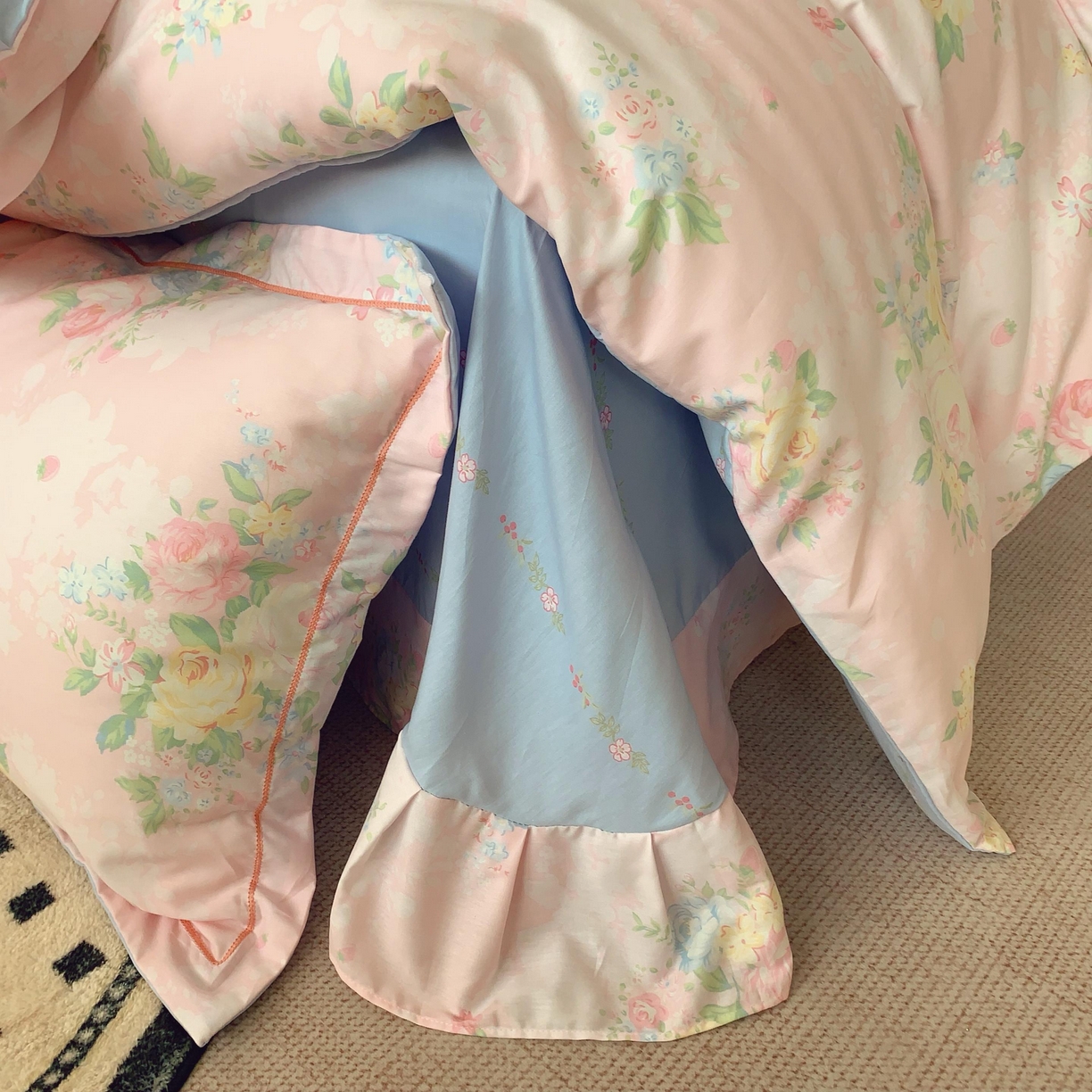 91家纺网 家纺一手货源 找家纺 （总）莱豫家纺 2025新款亲肤舒适小清新印花纯棉四件套