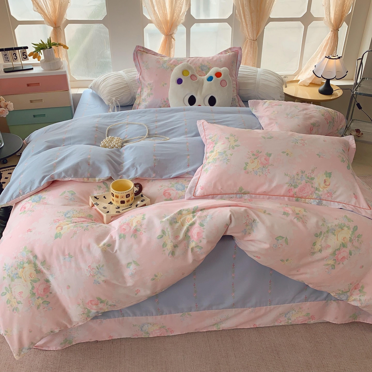 91家纺网 家纺一手货源 找家纺 （总）莱豫家纺 2025新款亲肤舒适小清新印花纯棉四件套