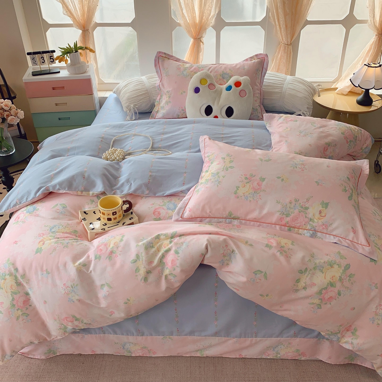 91家纺网 家纺一手货源 找家纺 （总）莱豫家纺 2025新款亲肤舒适小清新印花纯棉四件套