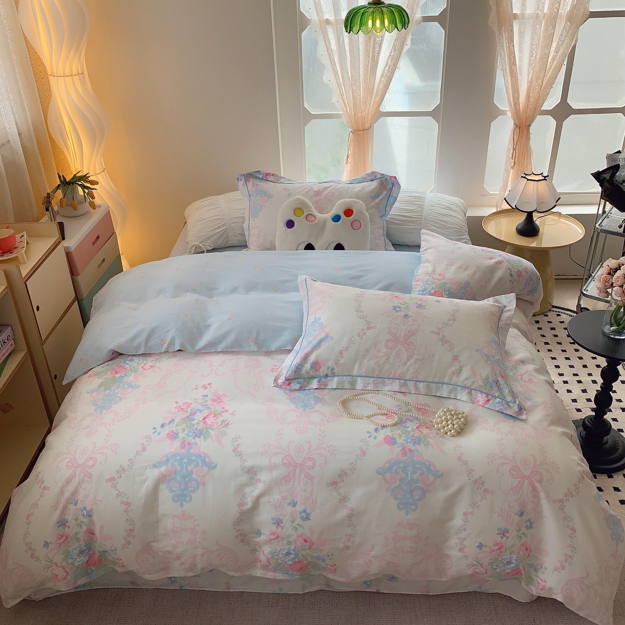 91家纺网 家纺一手货源 找家纺 莱豫家纺 2025新款亲肤舒适小清新印花纯棉四件套 柏林梦境