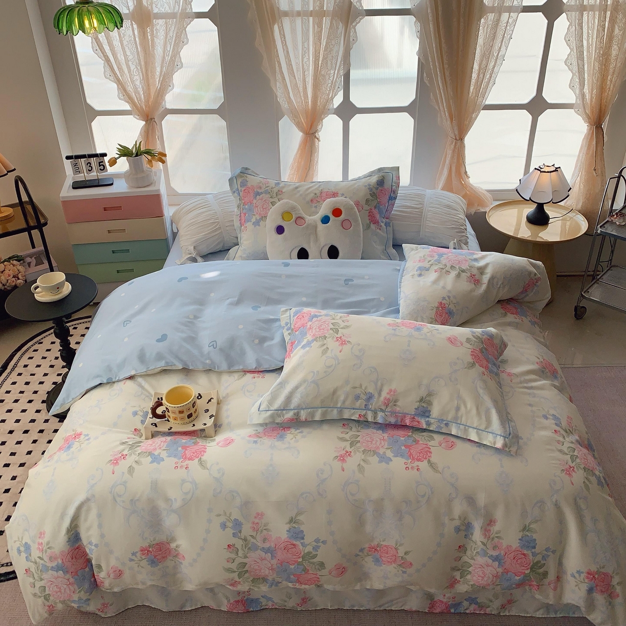 91家纺网 家纺一手货源 找家纺 莱豫家纺 2025新款亲肤舒适小清新印花纯棉四件套 那年花开