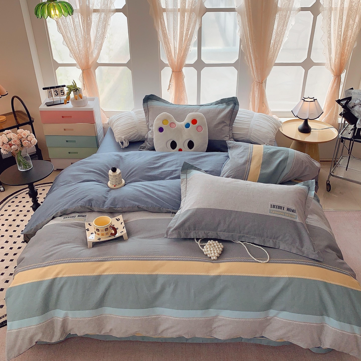 91家纺网 家纺一手货源 找家纺 （总）莱豫家纺 2025新款亲肤舒适小清新印花纯棉四件套