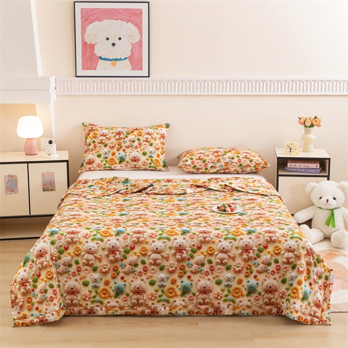 91家纺网 家纺一手货源 找家纺 （总）天瑜家纺 2025新款5D印花棉绸卡通夏被