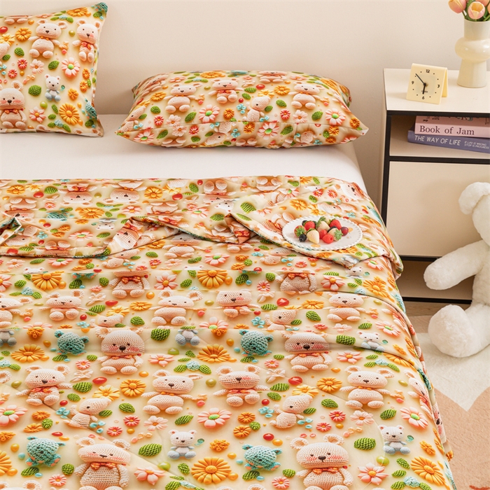 91家纺网 家纺一手货源 找家纺 （总）天瑜家纺 2025新款5D印花棉绸卡通夏被