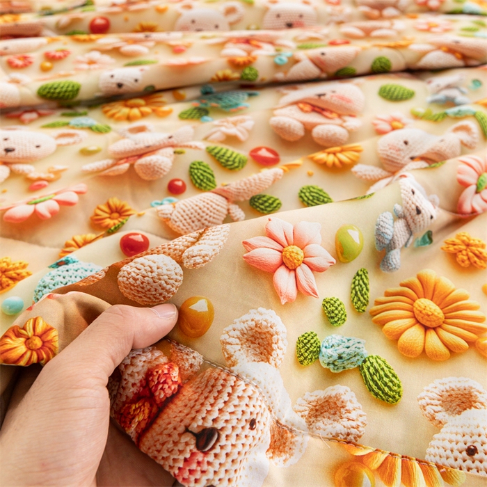 91家纺网 家纺一手货源 找家纺 （总）天瑜家纺 2025新款5D印花棉绸卡通夏被