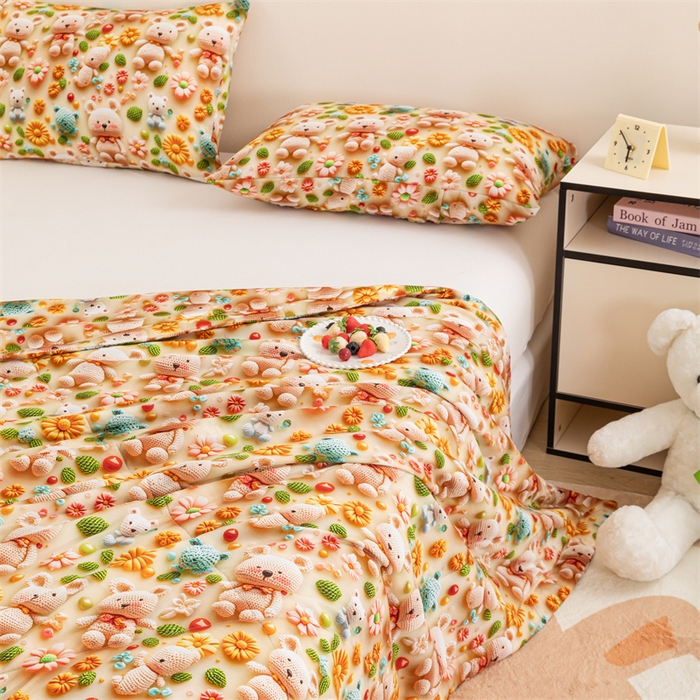 91家纺网 家纺一手货源 找家纺 （总）天瑜家纺 2025新款5D印花棉绸卡通夏被