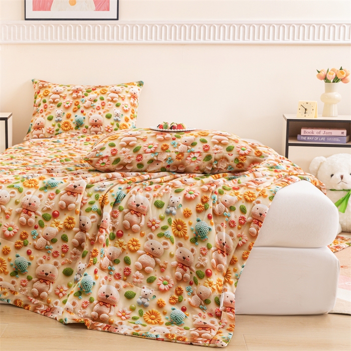 91家纺网 家纺一手货源 找家纺 （总）天瑜家纺 2025新款5D印花棉绸卡通夏被