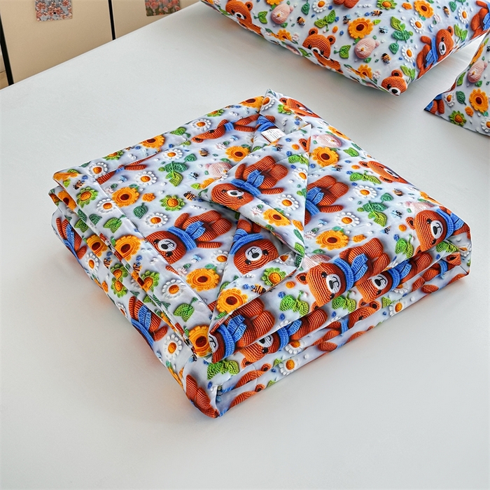 91家纺网 家纺一手货源 找家纺 （总）天瑜家纺 2025新款5D印花棉绸卡通夏被