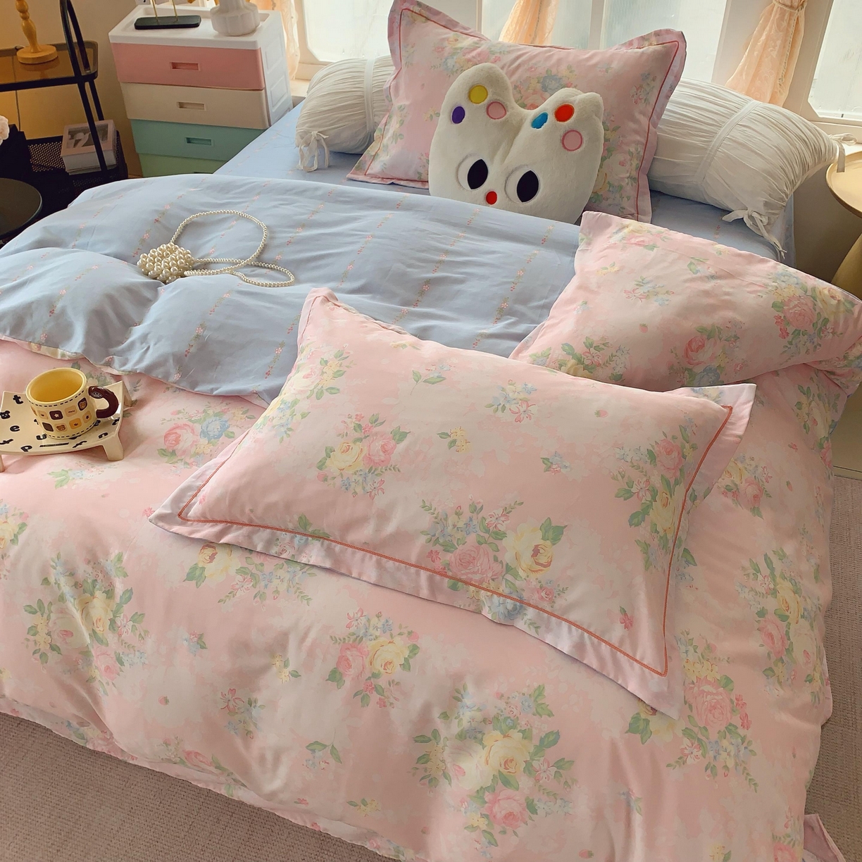 91家纺网 家纺一手货源 找家纺 莱豫家纺 2025新款亲肤舒适小清新印花纯棉四件套 艾琳娜