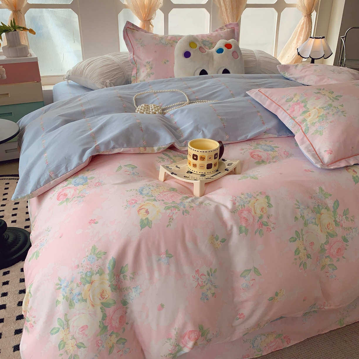 91家纺网 家纺一手货源 找家纺 莱豫家纺 2025新款亲肤舒适小清新印花纯棉四件套 艾琳娜