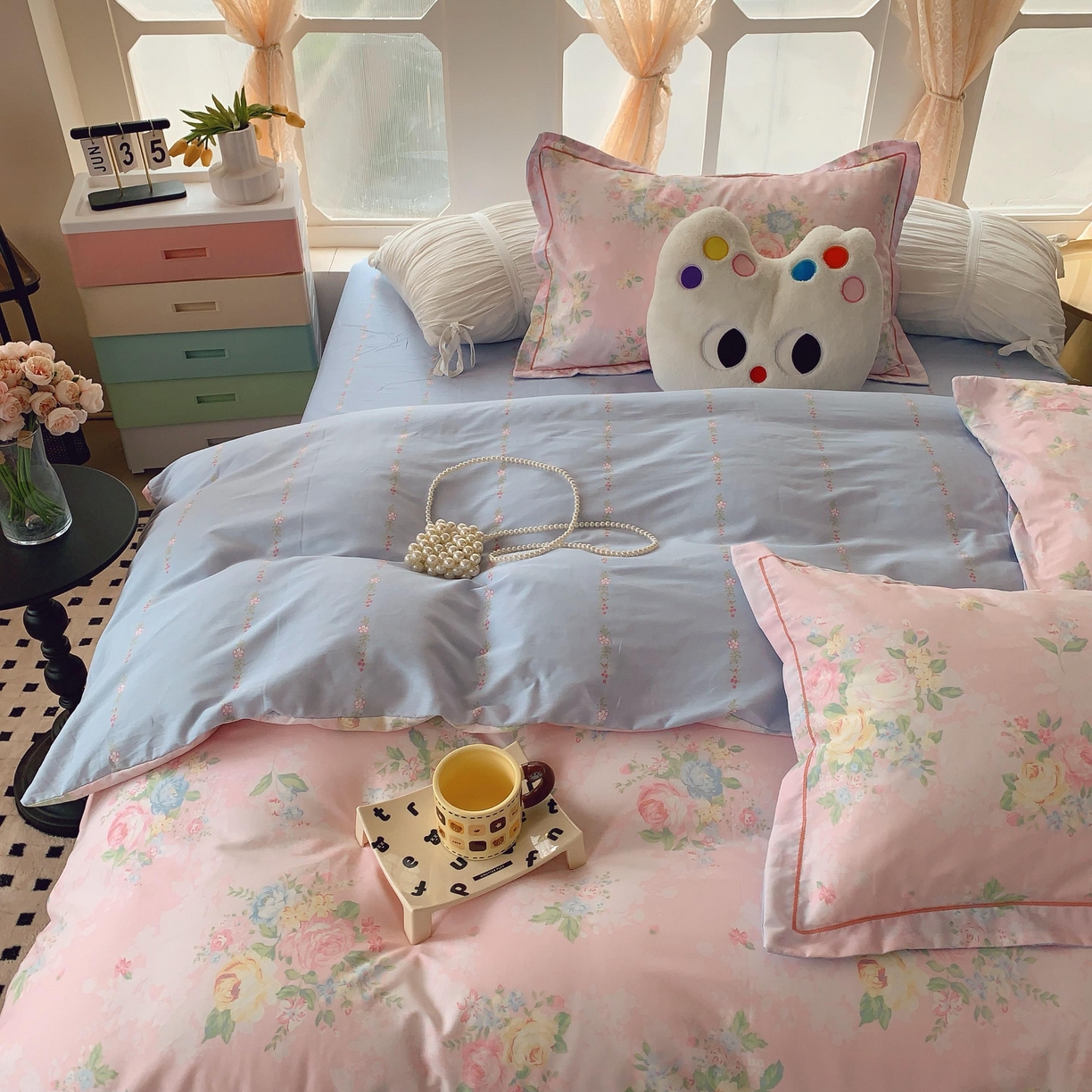 91家纺网 家纺一手货源 找家纺 莱豫家纺 2025新款亲肤舒适小清新印花纯棉四件套 艾琳娜