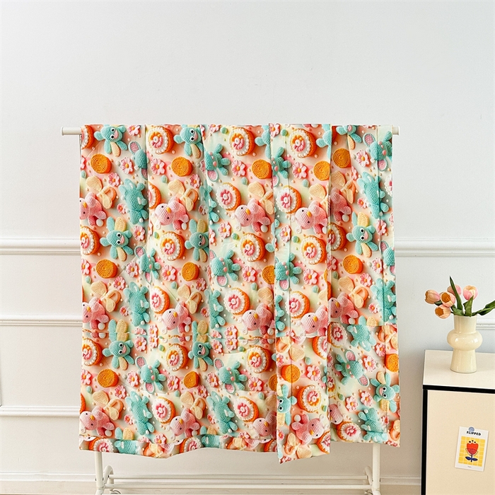 91家纺网 家纺一手货源 找家纺 天瑜家纺 2025新款5D印花棉绸卡通夏被 5D幻境