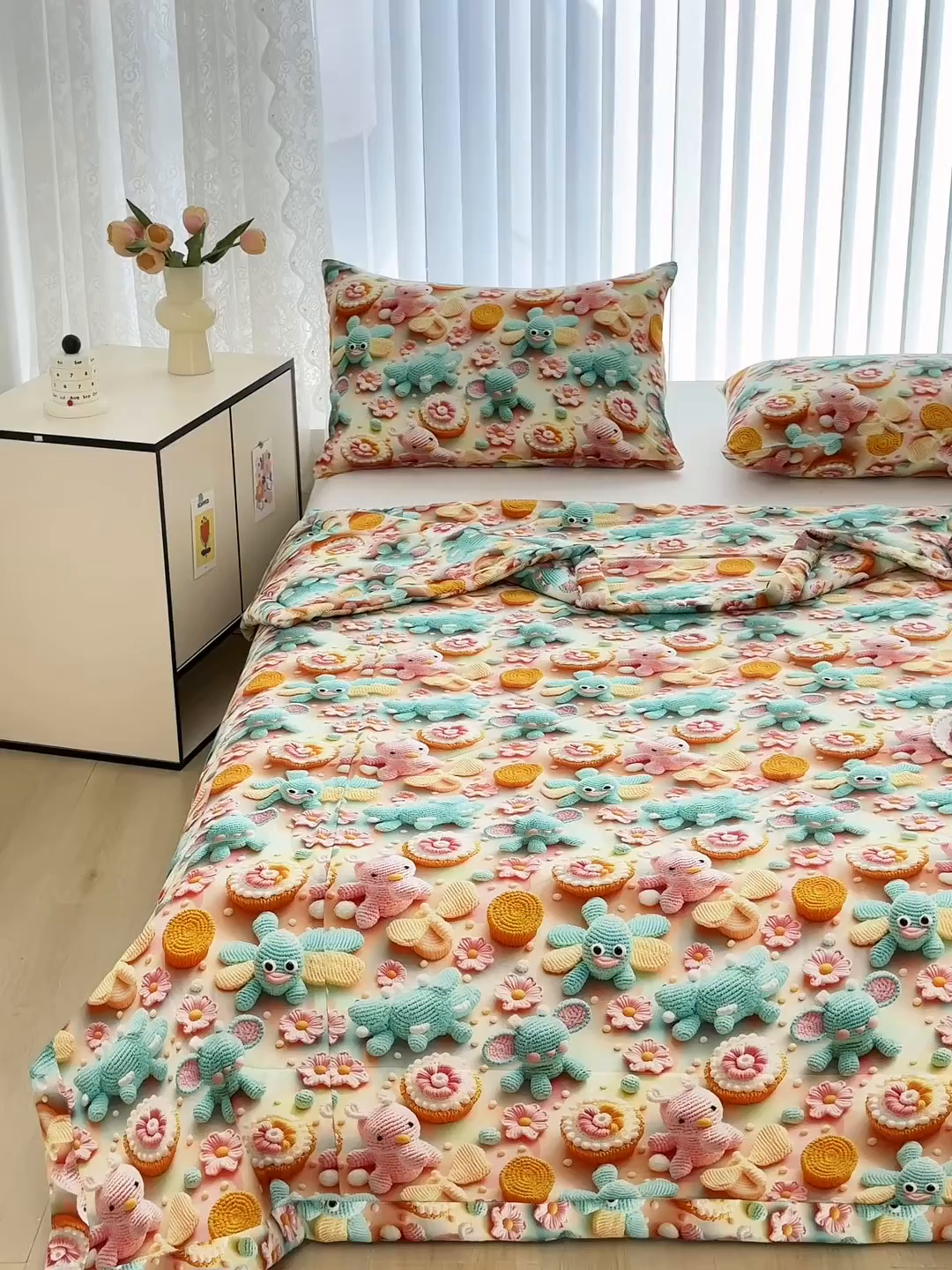 91家纺网 家纺一手货源 找家纺 天瑜家纺 2025新款5D印花棉绸卡通夏被 5D幻境