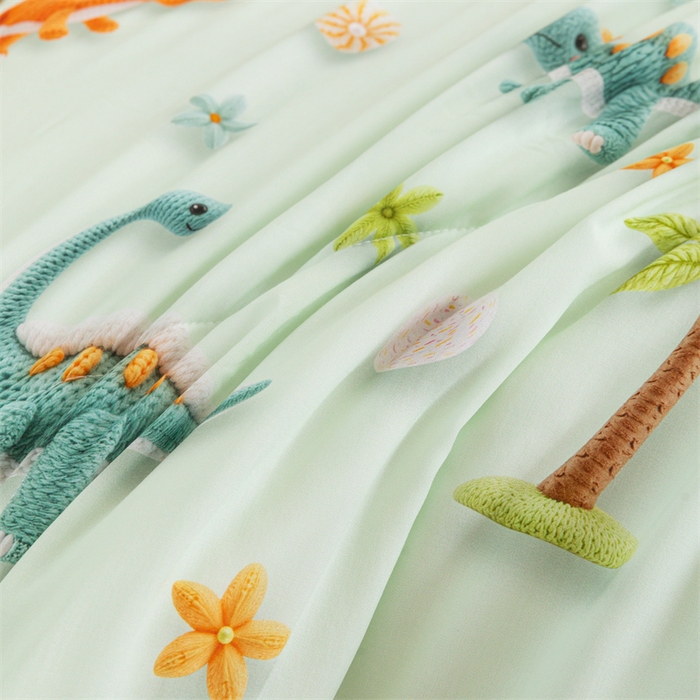 91家纺网 家纺一手货源 找家纺 天瑜家纺 2025新款5D印花棉绸卡通夏被 5D恐龙乐园