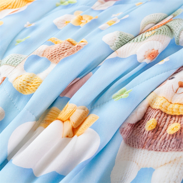 91家纺网 家纺一手货源 找家纺 天瑜家纺 2025新款5D印花棉绸卡通夏被 5D小白熊