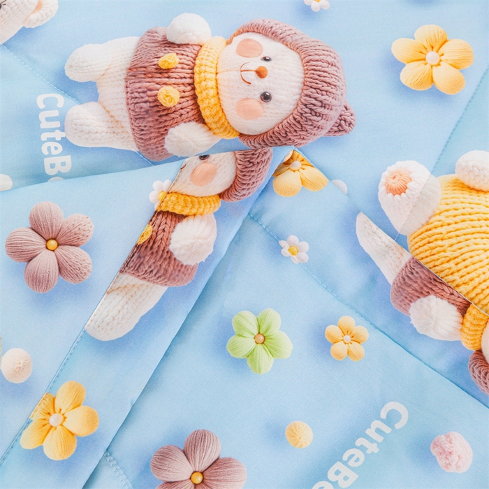 91家纺网 家纺一手货源 找家纺 天瑜家纺 2025新款5D印花棉绸卡通夏被 5D小白熊