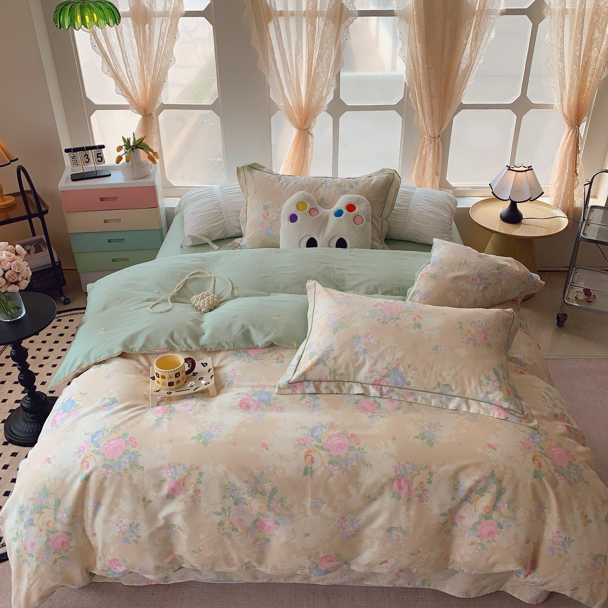 莱豫家纺 2025新款亲肤舒适小清新印花纯棉四件套 柏林花事