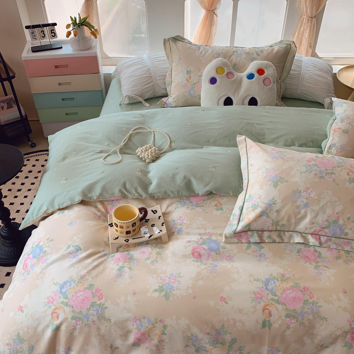 91家纺网 家纺一手货源 找家纺 莱豫家纺 2025新款亲肤舒适小清新印花纯棉四件套 柏林花事