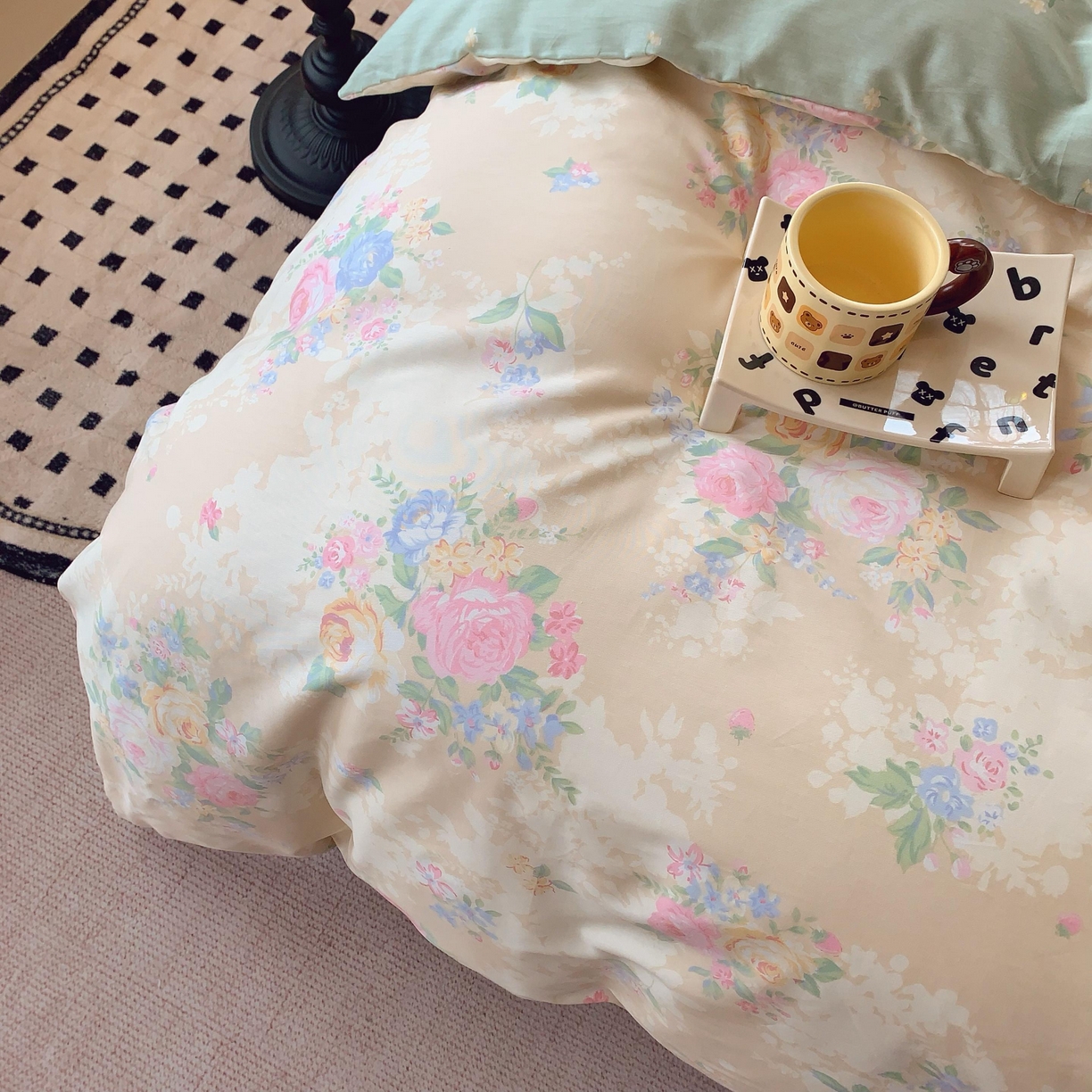 91家纺网 家纺一手货源 找家纺 莱豫家纺 2025新款亲肤舒适小清新印花纯棉四件套 柏林花事