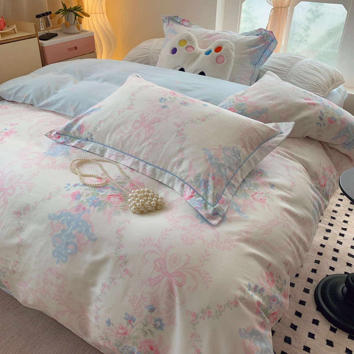 91家纺网 家纺一手货源 找家纺 莱豫家纺 2025新款亲肤舒适小清新印花纯棉四件套 柏林梦境