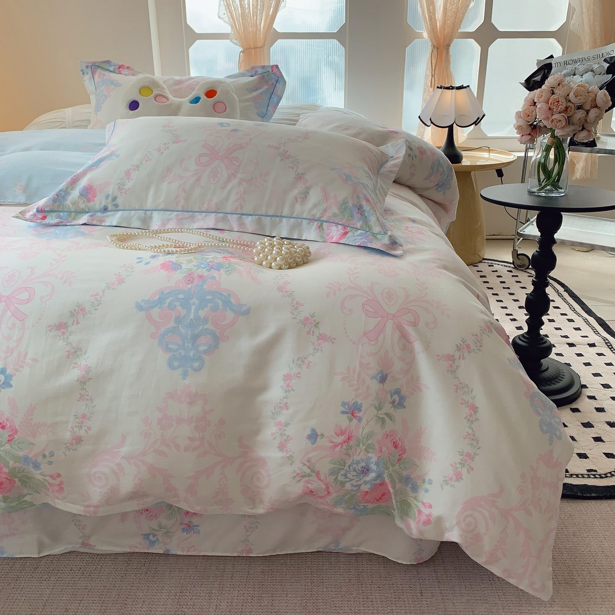 91家纺网 家纺一手货源 找家纺 莱豫家纺 2025新款亲肤舒适小清新印花纯棉四件套 柏林梦境