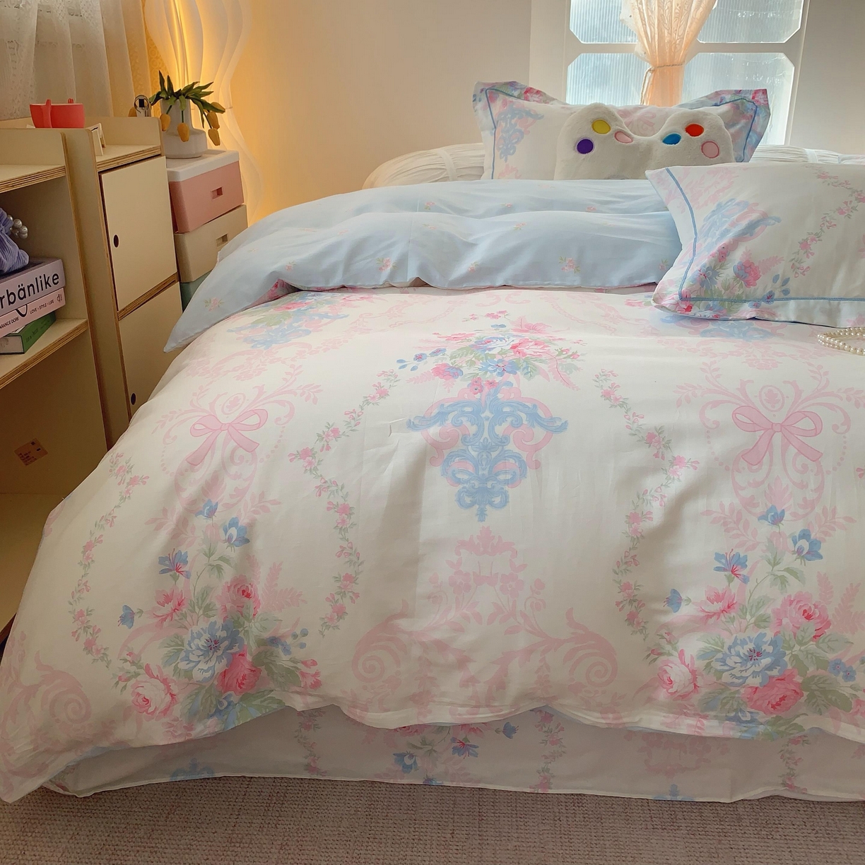 91家纺网 家纺一手货源 找家纺 莱豫家纺 2025新款亲肤舒适小清新印花纯棉四件套 柏林梦境