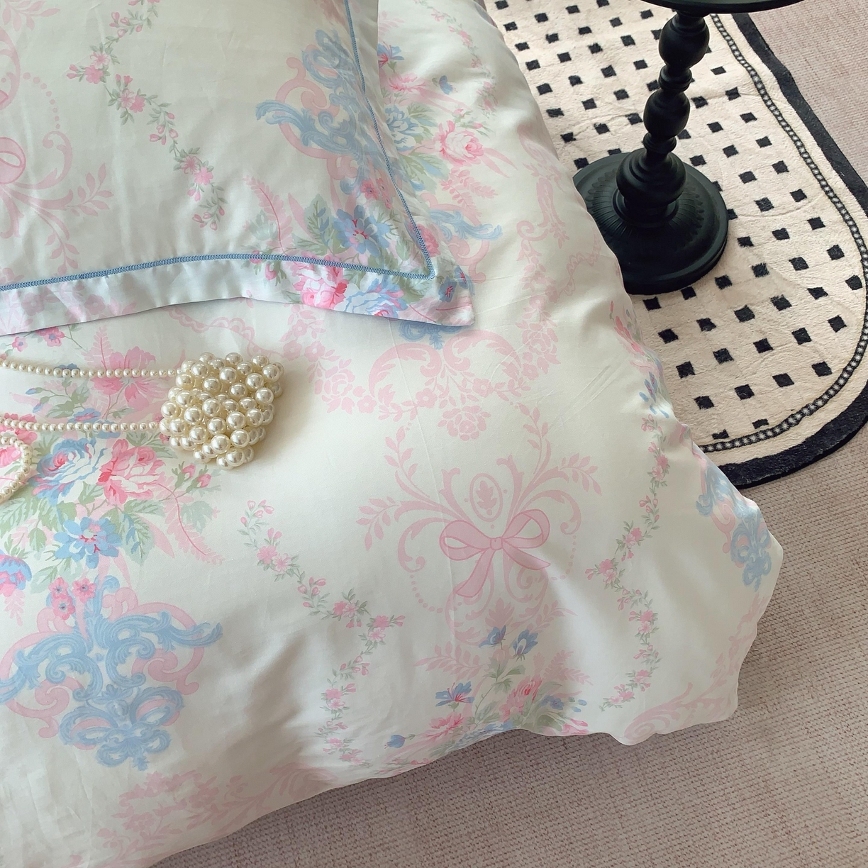 91家纺网 家纺一手货源 找家纺 莱豫家纺 2025新款亲肤舒适小清新印花纯棉四件套 柏林梦境