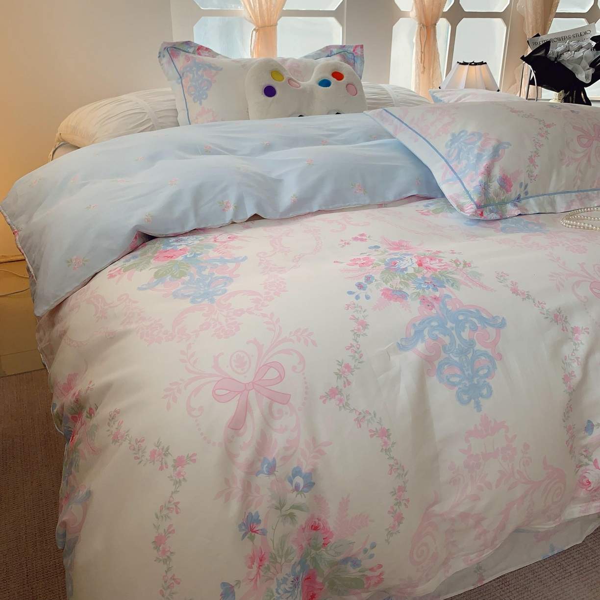 91家纺网 家纺一手货源 找家纺 莱豫家纺 2025新款亲肤舒适小清新印花纯棉四件套 柏林梦境