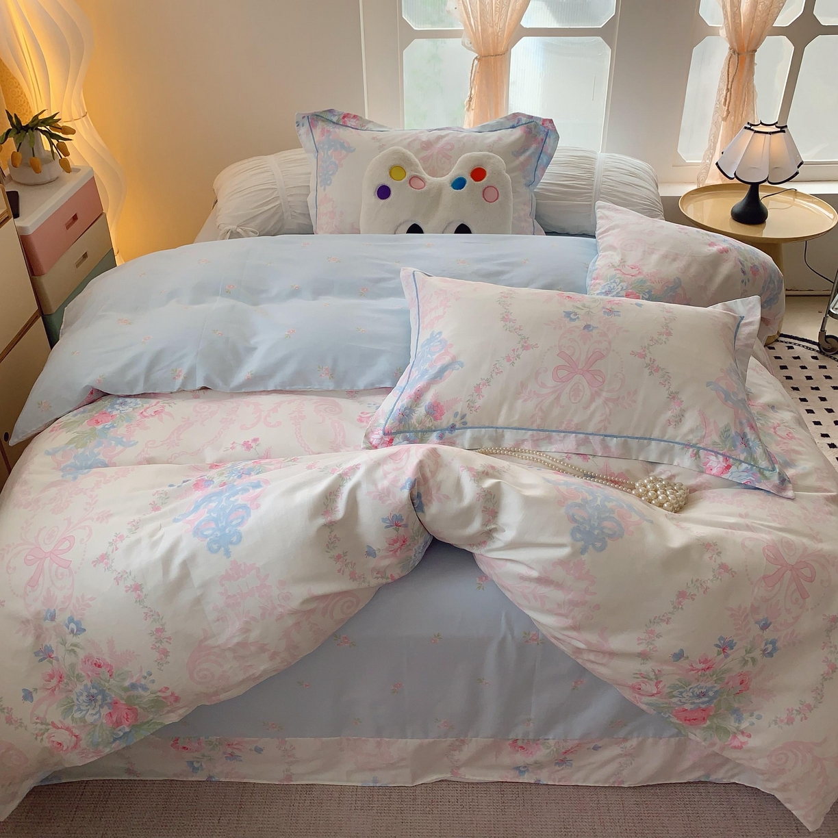 91家纺网 家纺一手货源 找家纺 莱豫家纺 2025新款亲肤舒适小清新印花纯棉四件套 柏林梦境