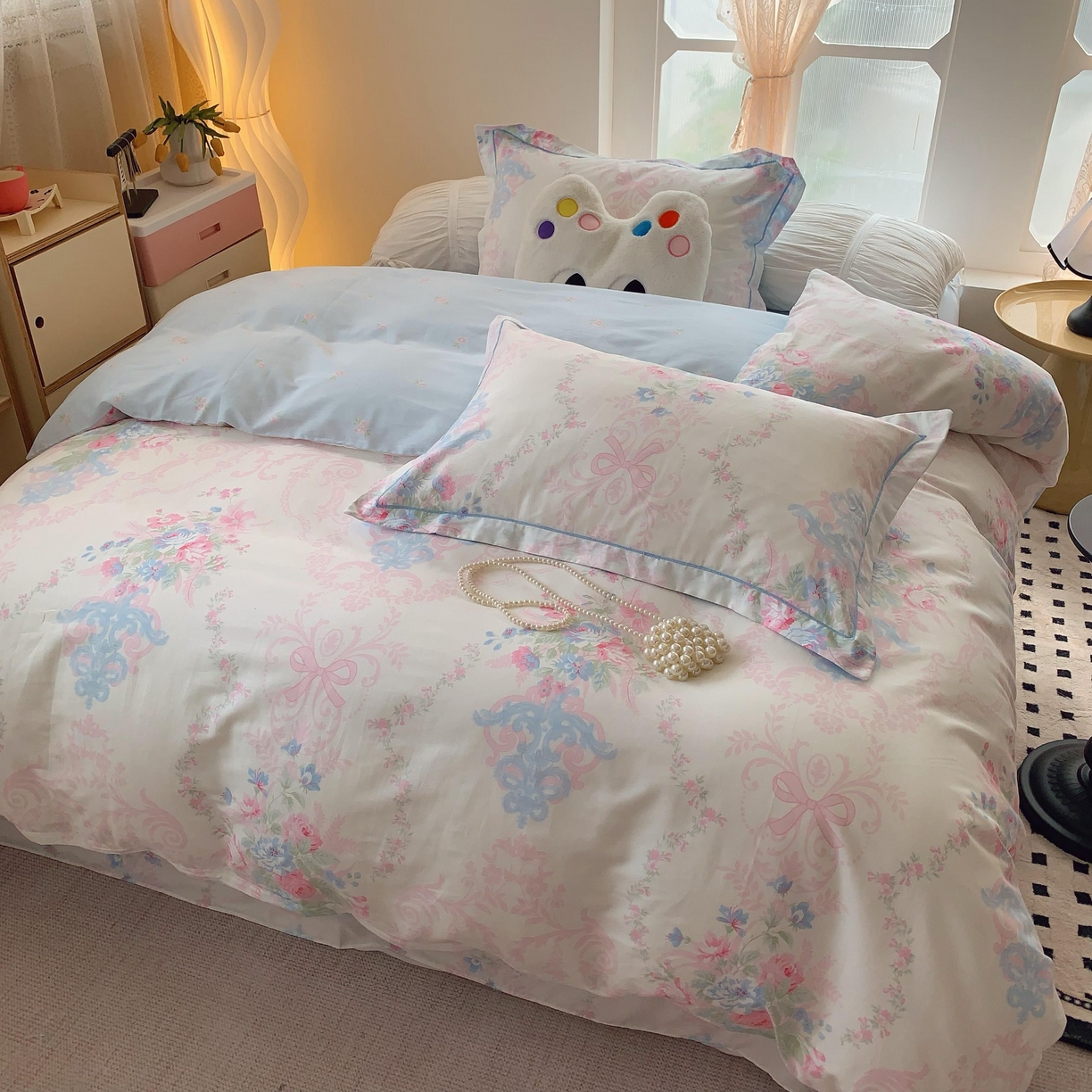 91家纺网 家纺一手货源 找家纺 莱豫家纺 2025新款亲肤舒适小清新印花纯棉四件套 柏林梦境