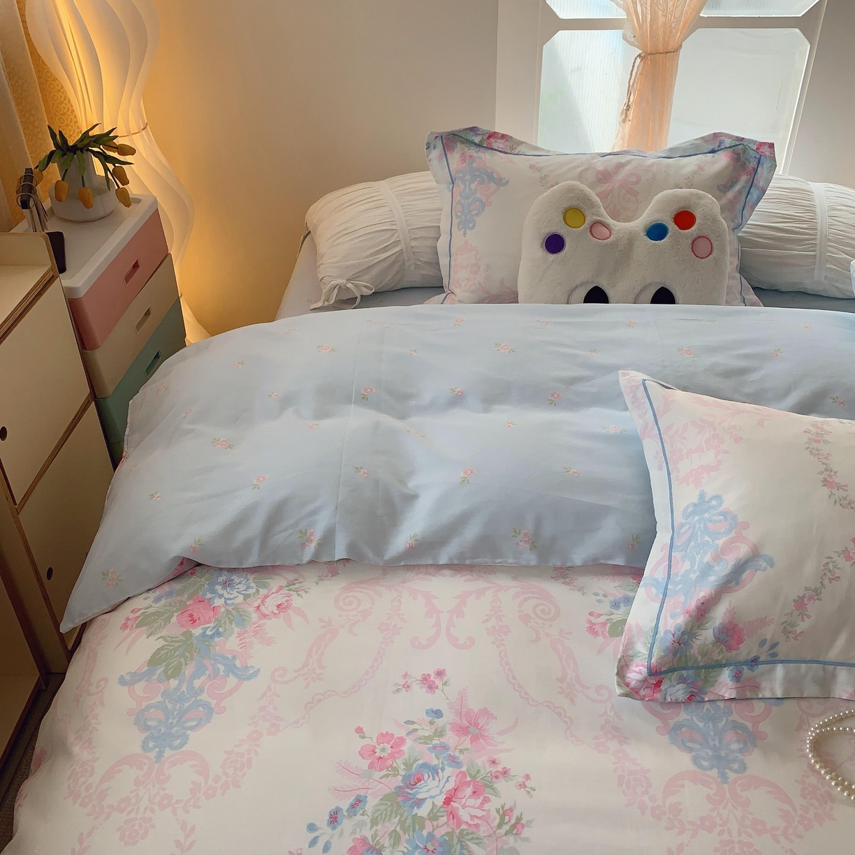 91家纺网 家纺一手货源 找家纺 莱豫家纺 2025新款亲肤舒适小清新印花纯棉四件套 柏林梦境