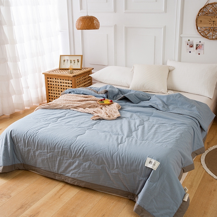 91家纺网 家纺一手货源 找家纺 （总）天瑜家纺 2025新款全棉纯色水洗棉夏被被子被芯