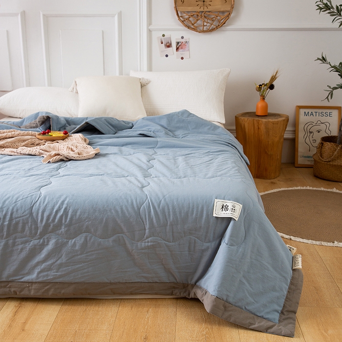 91家纺网 家纺一手货源 找家纺 （总）天瑜家纺 2025新款全棉纯色水洗棉夏被被子被芯