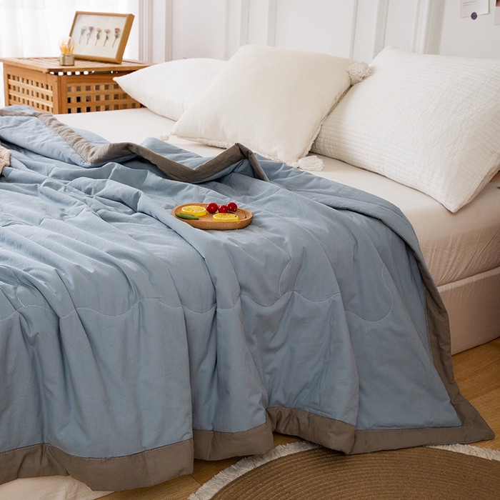 91家纺网 家纺一手货源 找家纺 （总）天瑜家纺 2025新款全棉纯色水洗棉夏被被子被芯