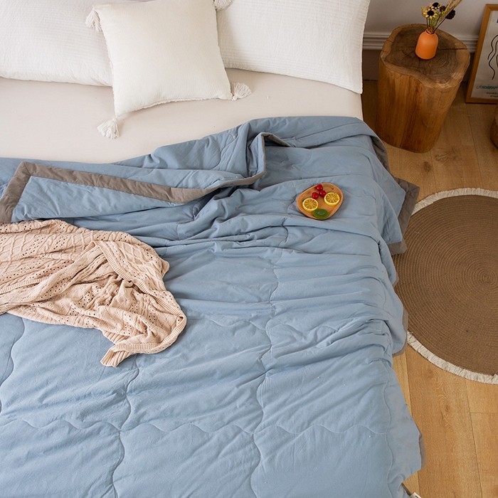 91家纺网 家纺一手货源 找家纺 （总）天瑜家纺 2025新款全棉纯色水洗棉夏被被子被芯