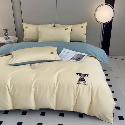 91家纺网 家纺一手货源 找家纺 泰迪爱兰Teddy ISLAND 2026新款100支绣花（50支）三件套四件套 雪梨+青铜绿